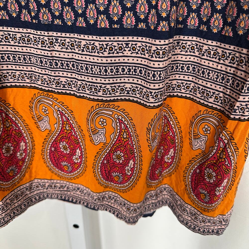 BeachLunchLounge Long Sleeve‎ Boho India Paisley Dress Sz L Beach Pool Cover-up - Picture 5 of 9